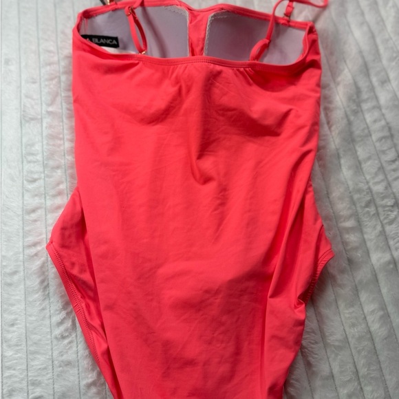 La Blanca Pink One Piece Swimsuit with Elegant Bandeau Design - Picture 4 of 11